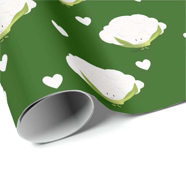 Cute Cauliflower Heart Vegetable Food Wrapping Paper (Roll Corner)
