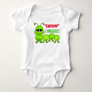 Cute caution I wiggle baby unisex worm Bodysuit