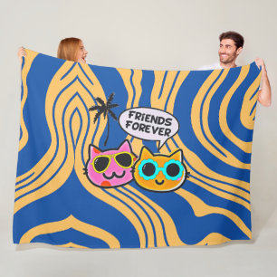 Cute Cautious Cats Fleece Blanket! Blanket