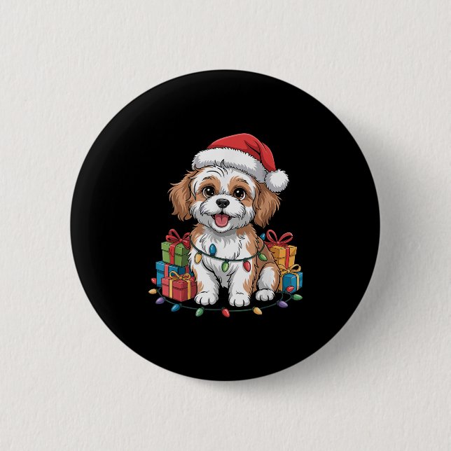 Cute Cavachon Christmas Xmas Design Funny Dog Love 6 Cm Round Badge (Front)