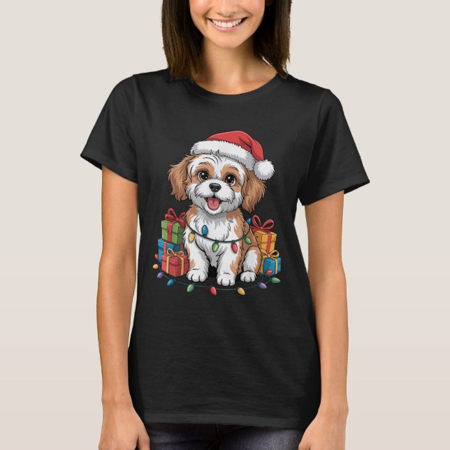 Cute Cavachon Christmas Xmas Design Funny Dog Love T-Shirt (Front)