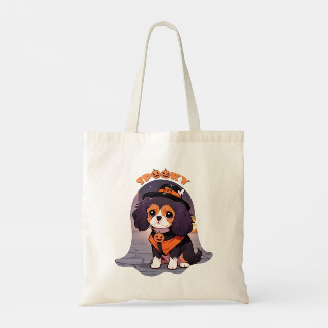 Cute Cavalier King Charles halloween spooky Tote Bag (Back)