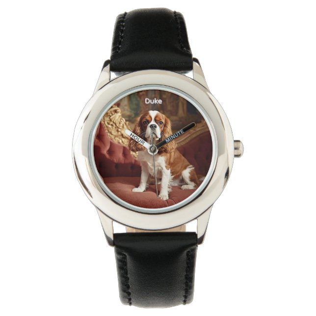 Cute Cavalier King Charles Kid's Personalised Watch (Front)