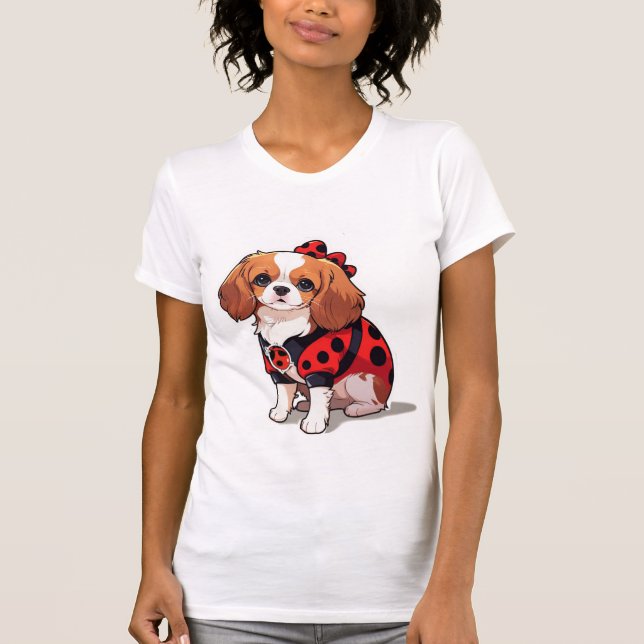 Cute Cavalier King Charles Ladybug T-Shirt (Front)