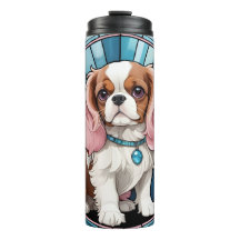 Cute Cavalier King Charles Pastel Stained Glass
