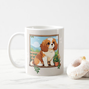 Cute Cavalier King Charles Pastel with flowers Coffee Mug