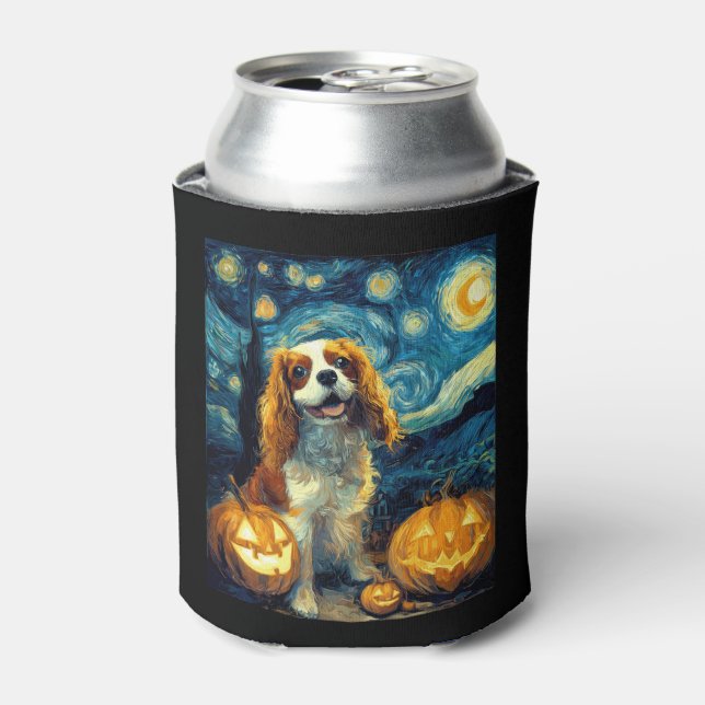 Cute Cavalier King Charles Spaniel Dog Halloween J Can Cooler (Can Front)