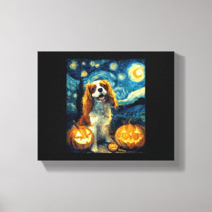 Cute Cavalier King Charles Spaniel Dog Halloween J Canvas Print