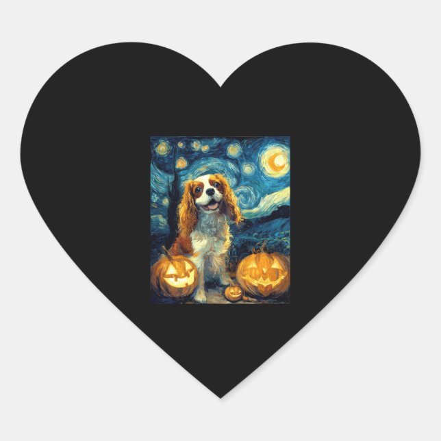 Cute Cavalier King Charles Spaniel Dog Halloween J Heart Sticker (Front)