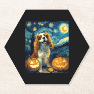Cute Cavalier King Charles Spaniel Dog Halloween J Paper Coaster