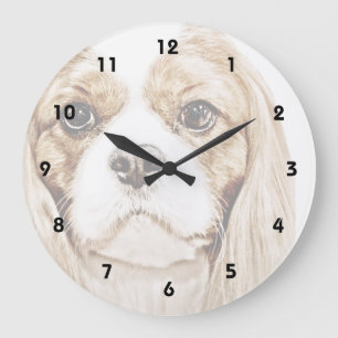 Cute Cavalier King Charles Spaniel Large Clock