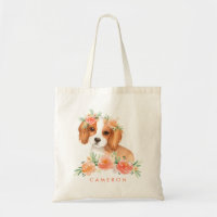 Cute Cavalier King Charles Spaniel Orange Flowers