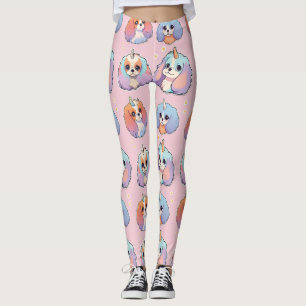 Cute Cavalier King Charles Unicorn Pastel Pattern Leggings