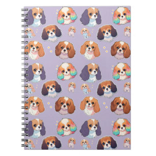 Cute Cavalier King Charles Unicorn Pastel Pattern Notebook