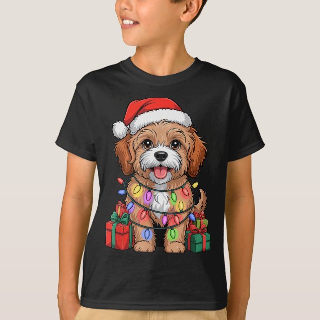 Cute Cavao Santa Hat Christmas Xmas Dog Lovers Hol T-Shirt (Front)
