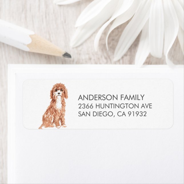 Cute Cavapoo Dog Return Address Label (Insitu)