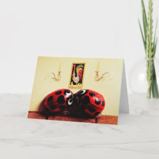 Cute Celebrating Ladybirds Greeting Card