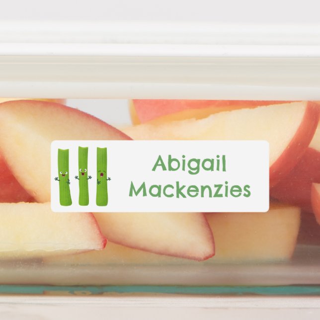 Cute celery sticks cartoon vegetables personalised (Affixed)