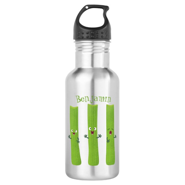 Cute celery sticks trio cartoon vegetables 532 ml water bottle (Front)