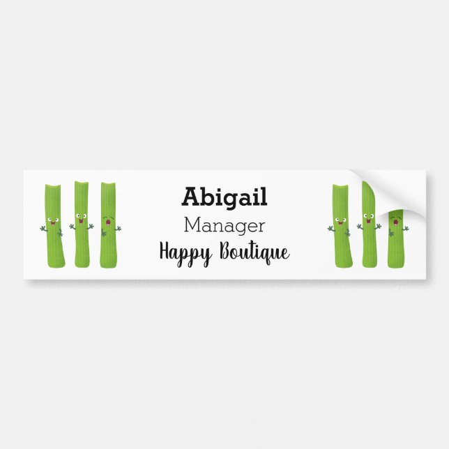 Cute celery sticks trio cartoon vegetables  bumper sticker (Front)