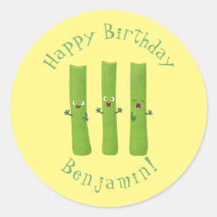 Cute celery sticks trio cartoon vegetables classic round sticker