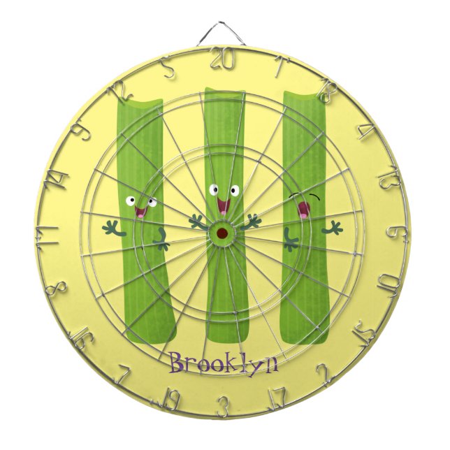 Cute celery sticks trio cartoon vegetables dartboard (Front)