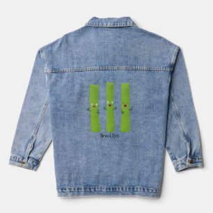 Cute celery sticks trio cartoon vegetables denim jacket
