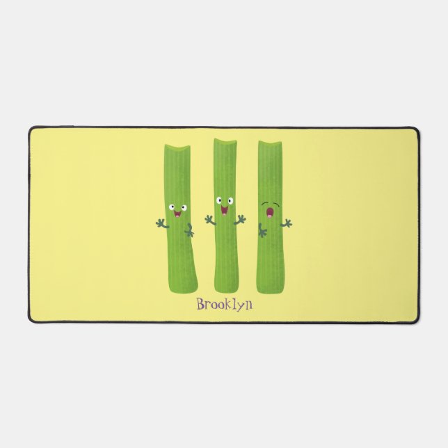 Cute celery sticks trio cartoon vegetables desk mat (Front)