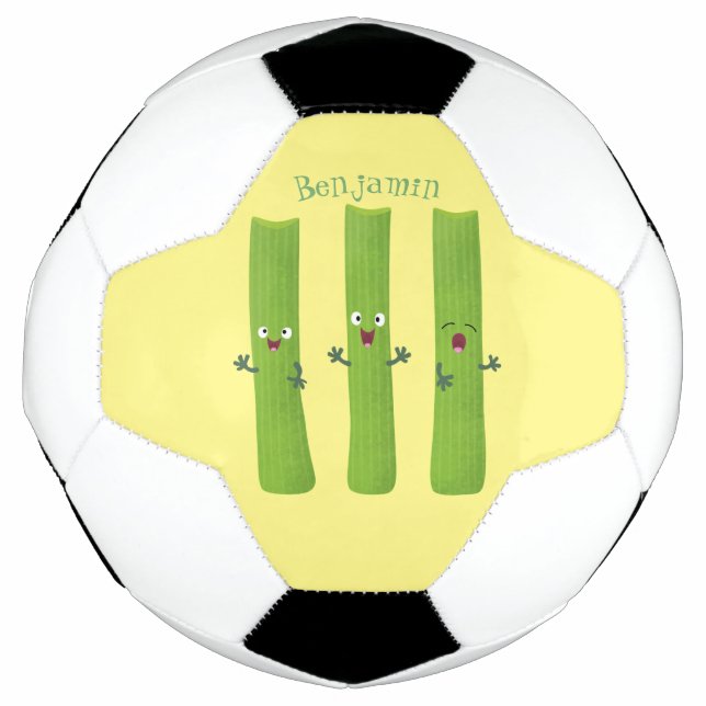 Cute celery sticks trio cartoon vegetables football (Front)