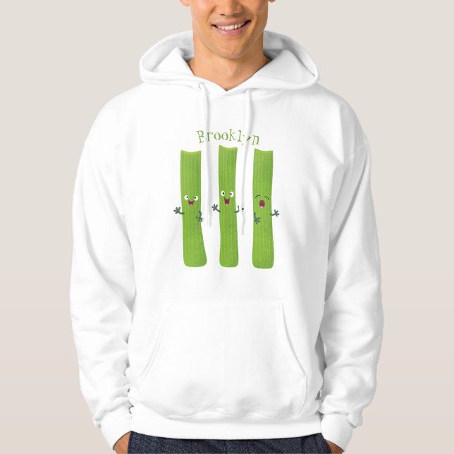 Cute celery sticks trio cartoon vegetables hoodie (Front)
