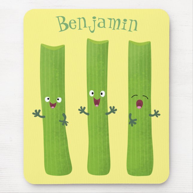 Cute celery sticks trio cartoon vegetables mouse mat (Front)
