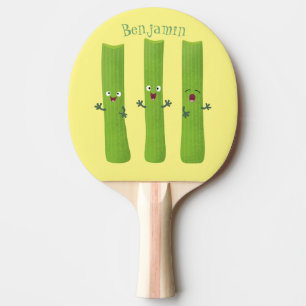 Cute celery sticks trio cartoon vegetables ping pong paddle