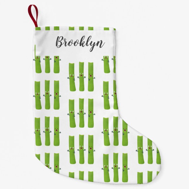 Cute celery sticks trio cartoon vegetables small christmas stocking (Front)
