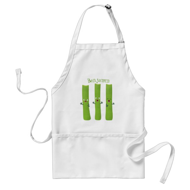 Cute celery sticks trio cartoon vegetables standard apron (Front)