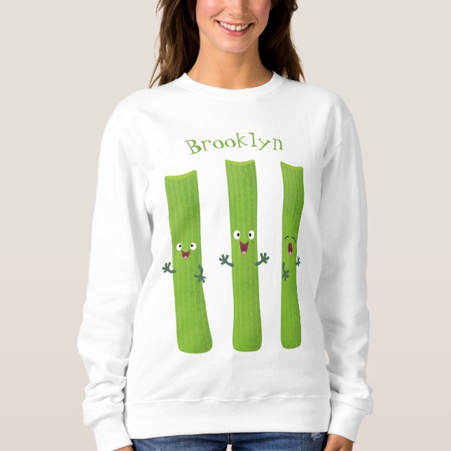 Cute celery sticks trio cartoon vegetables sweatshirt (Front)