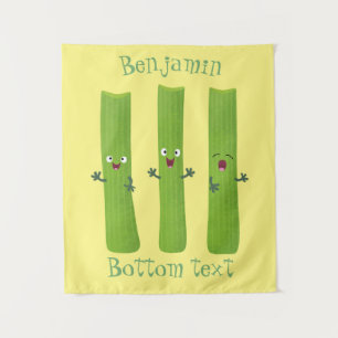 Cute celery sticks trio cartoon vegetables tapestry
