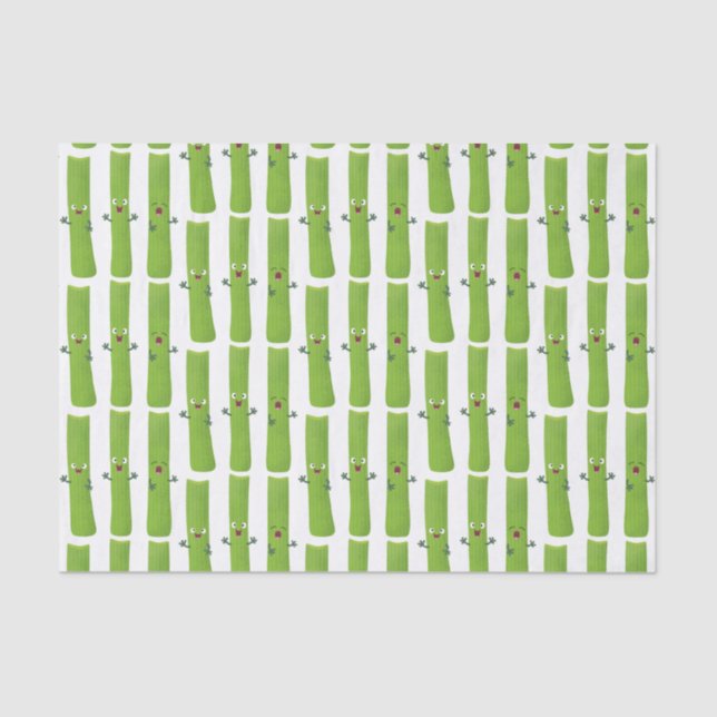 Cute celery sticks trio cartoon vegetables tissue paper (Front)