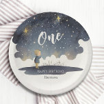 Cute Celestial Birthday Stars Watercolor Boy Paper Plate<br><div class="desc">Cute Celestial Birthday Stars Watercolor Boy Paper Party Plates features a cute watercolor of a little boy looking up at the stars. Perfect for baby boy,  kids first birthday party celebrations and baby showers. Designed by Evco Studio. For coordinating items view www.zazzle.com/store/evcostudio</div>