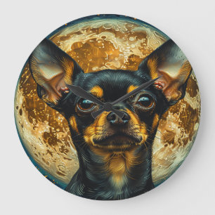 Cute Celestial Chihuahua with Moon and Stars Clock
