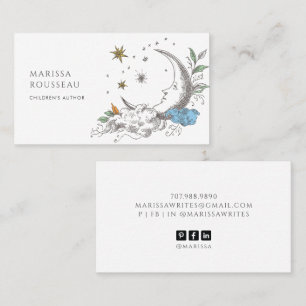 Cute Celestial Moon Stars Children's Author Business Card