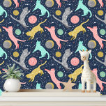 Cute Celestial Mystical Space Cats Wallpaper<br><div class="desc">Cute Celestial Mystical Space Cats Wallpaper features cute playful cats with a moon and stars background. Perfect for bedrooms,  nursery decor,  home,  office and party decor. Created by Evco Studio www.zazzle.com/store/evcostudio</div>