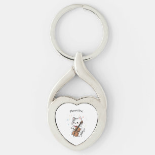 Cute Cello Cat Musician Key Ring