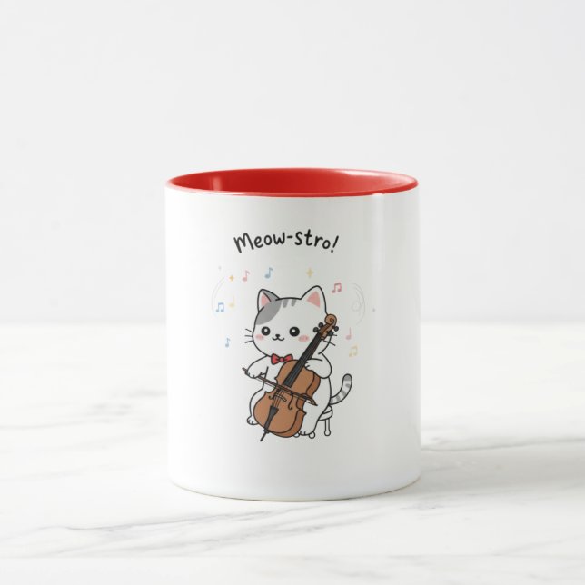 Cute Cello Cat Musician  Mug (Center)