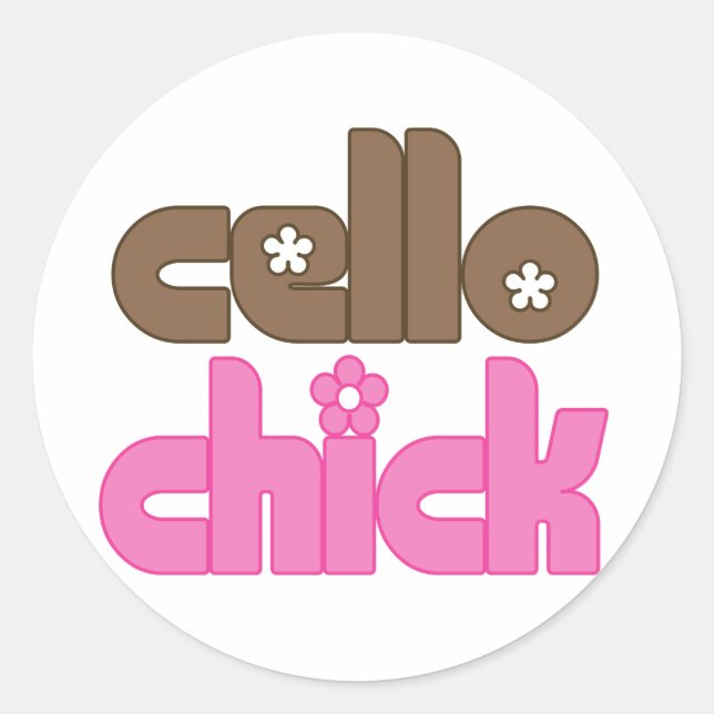 Cute Cello Chick Classic Round Sticker (Front)