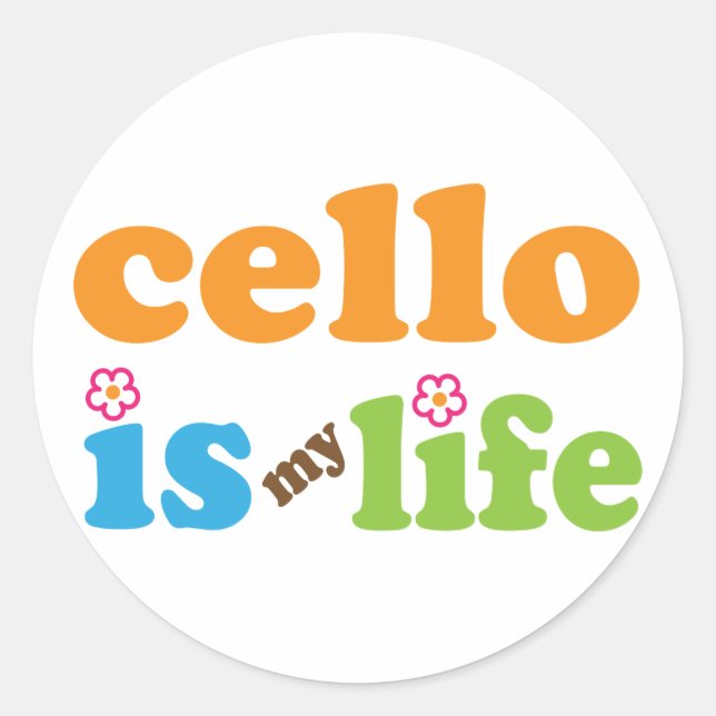 Cute Cello Is My Life Design Classic Round Sticker (Front)