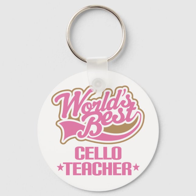 Cute Cello Teacher Gift Key Ring (Front)