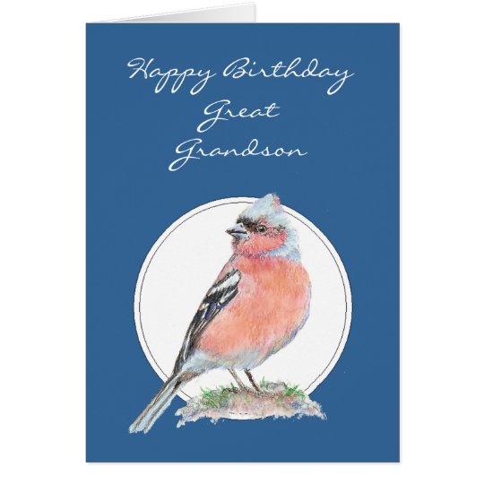 Cute Chaffinch, Birthday Great Grandson Card