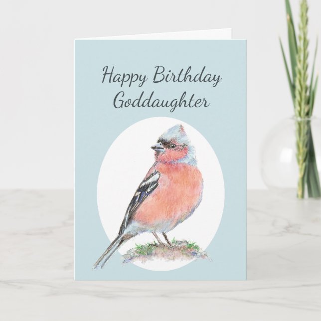 Cute Chaffinch, Happy Birthday Goddaughter Card (Front)