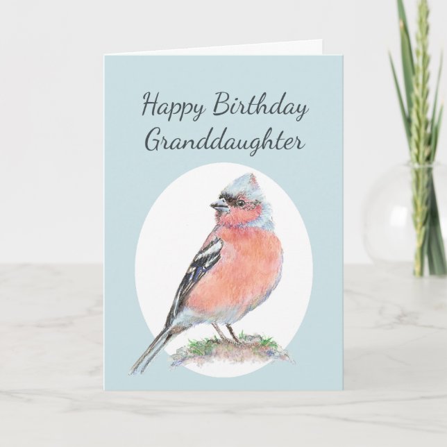 Cute Chaffinch, Happy Birthday Granddaughter Card (Front)