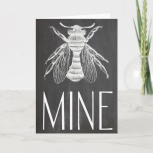 cute chalkboard drawing bee mine valentine romance holiday card
